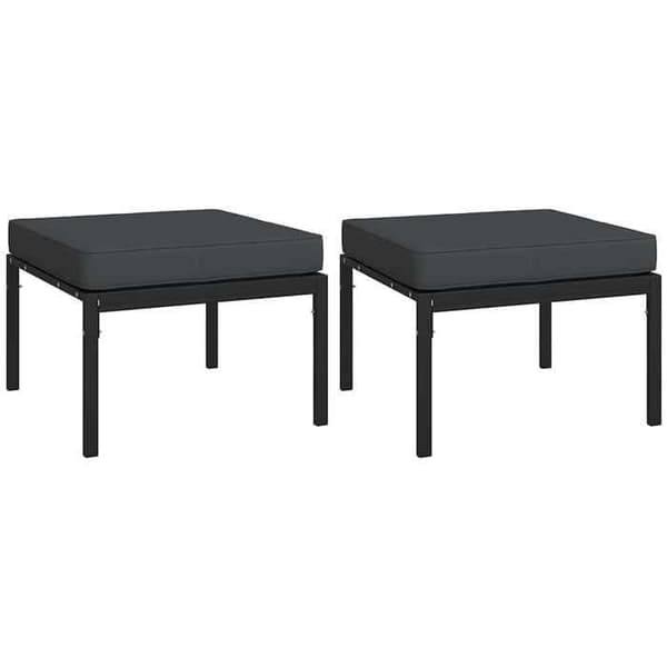 Havestol - EKSKLUSIV HUS - 60×60×35 cm (sæt af 2) - Malet stål - Polstret pude - Modulær Grå