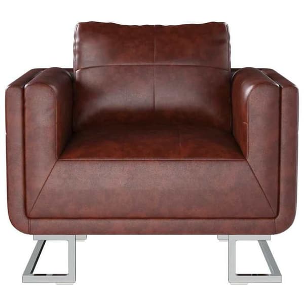 Stol - Cube Maison Exclusive - Krom ben - Brun kunstlæder - 1 plads brun