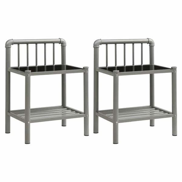 Maison Exclusive - Natborde 2 stk Grå og sort Metal og glas