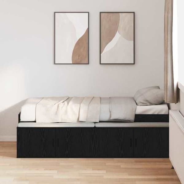 Maison Exclusive - Sengestel i sort eg 80 x 200 cm Ingeniørtræ