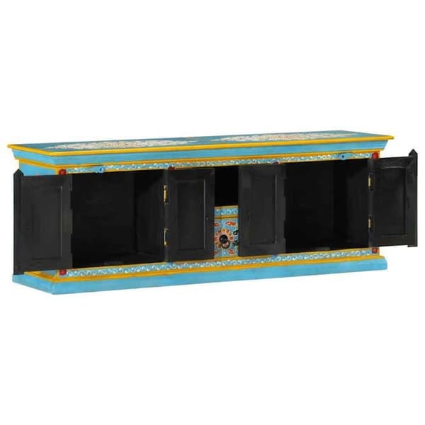 Maison Exclusive - TV-møbel blå 110x30x40 cm massiv mangotræ Blå