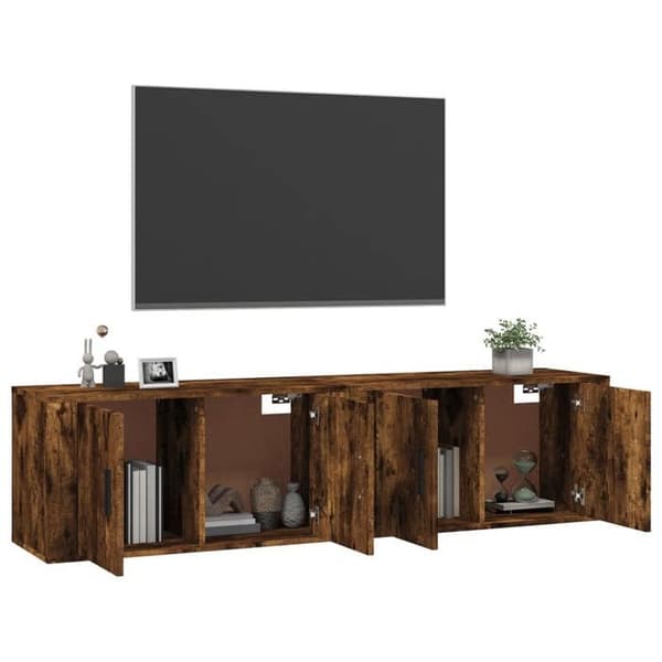 Maison Exclusive - Väggmonterade TV-möbler 2 st ek rök 80x34,5x40 cm