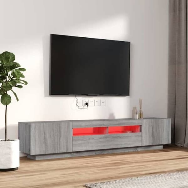 Maison Exclusive - TV-möbelset med LED-lampor 2 st Sonoma grå Sonoma grå