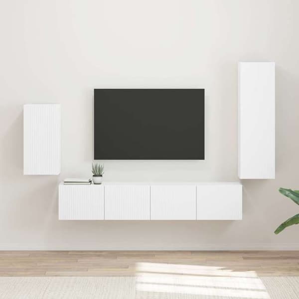 TV-möbel - EXKLUSIV HEM - Set med TV-möbel 4 delar - Vit - Ingenjörsträ - Väggmonterad Vit