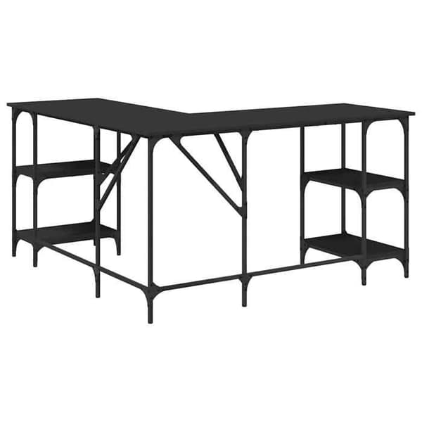 Maison Exclusive - Sort skrivebord 139x139x75 cm ingeniørtræ