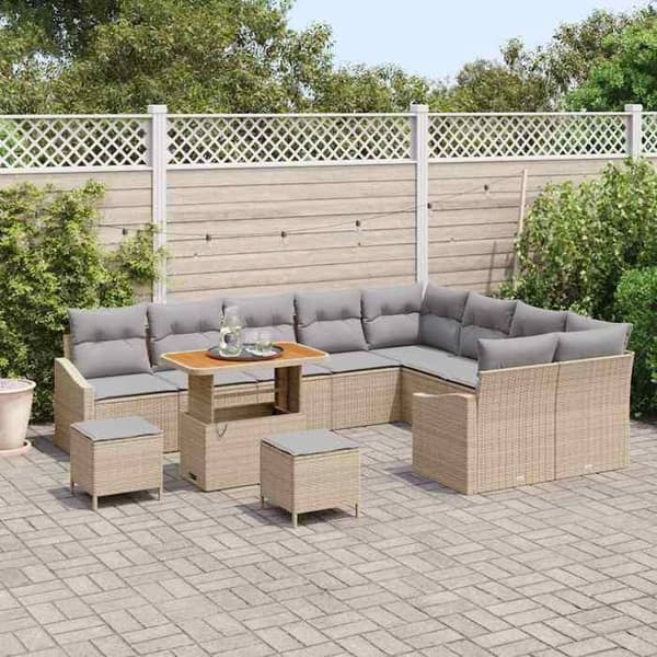 Maison Exclusive - 12 pc havegruppesæt i beige polyrotin beige