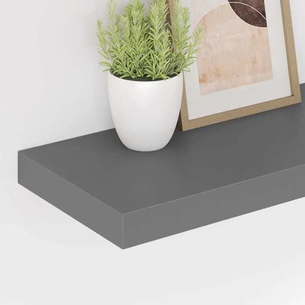 Maison Exclusive - Kelluva seinähylly Harmaa kiiltävä 60x23,5x3,8 cm MDF Glänsande grå