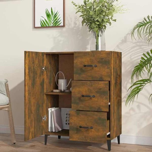 Maison Exclusive - Buffé i rökig ek 69,5x34x90 cm ingenjörsträ