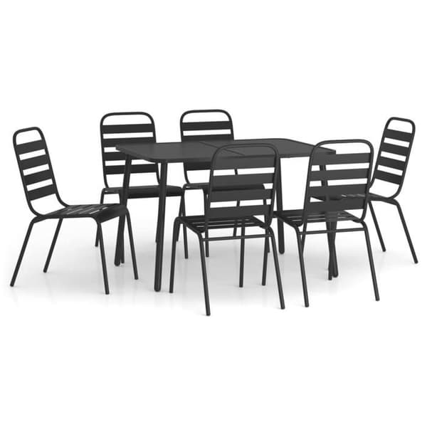 Maison Exclusive - Trädgårdsset 7 delar antracit stål