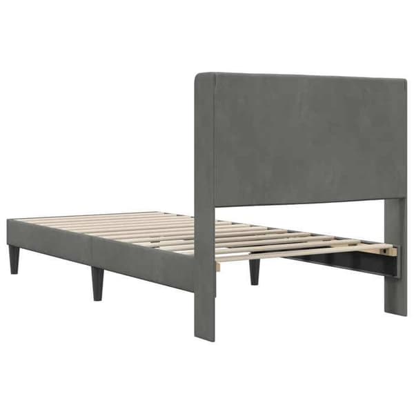 Sengestel - EKSKLUSIV HUS - 100 x 190 cm - Velour hovedgærde - Mørkegrå - Solid lamelbund Mörkgrå