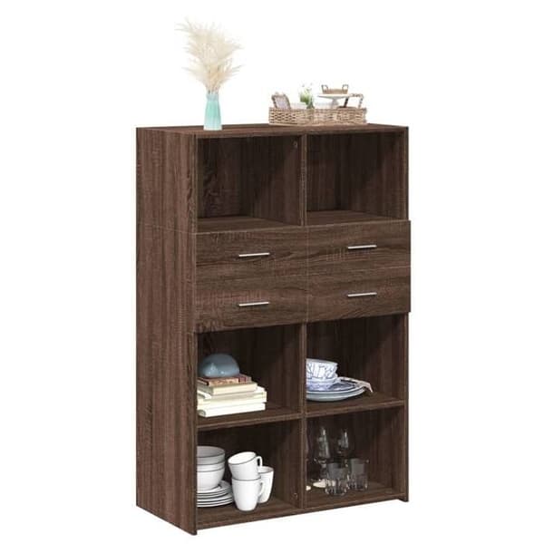 Maison Exclusive - Buffé hög ek brun 80x42,5x124 cm ingenjörsträ