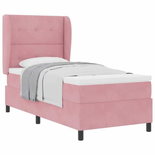 Sengestel med madras - EKSKLUSIV HUS - Boxspring seng - Justerbar hovedgærde - Rosa - 200x90 cm Ros