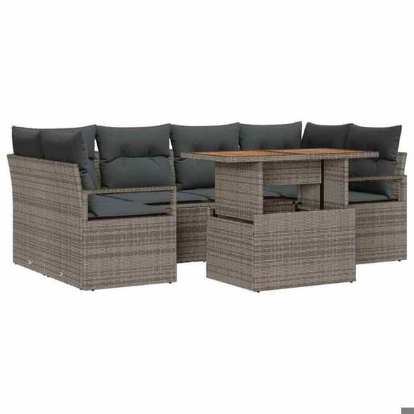 Maison Exclusive - 7-delars trädgårdsoff-set 6-sits Grå Grå