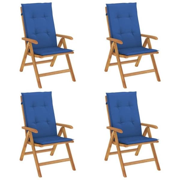 Maison Exclusive - Fällbara trädgårdsstolar set om 4 med kuddar i teakträ