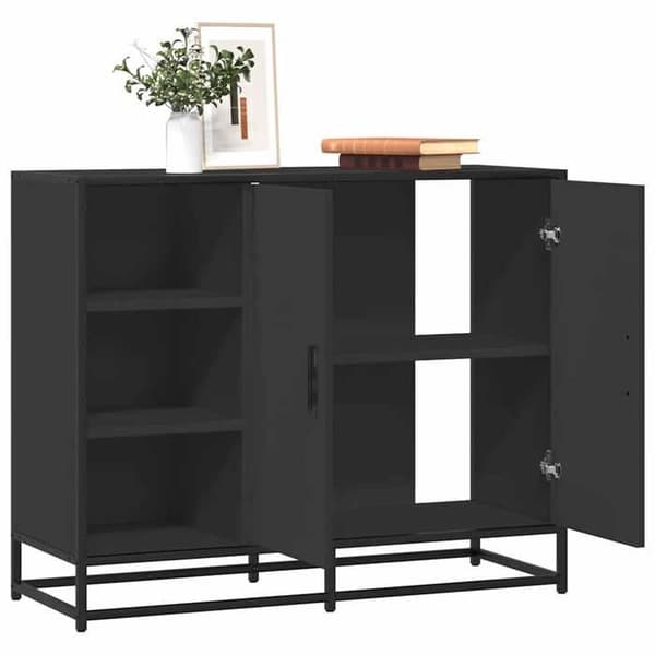 Maison Exclusive - Sort buffet 92x35x76 cm ingeniørtræ