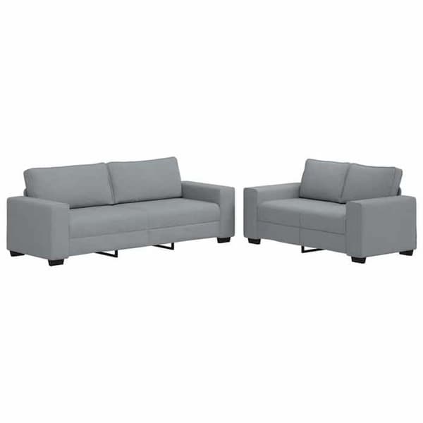 Sofa - MAISON EXCLUSIVE - Sæt med 2 dele - Polyesterstof - Træ- og metalstruktur - Lys grå Ljusgrått