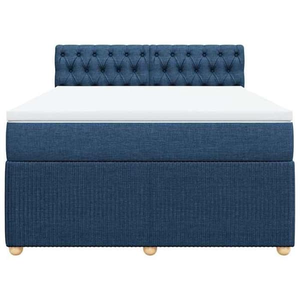 Maison Exclusive - Seng med lameller og madras Blå 160x200 cm Stof