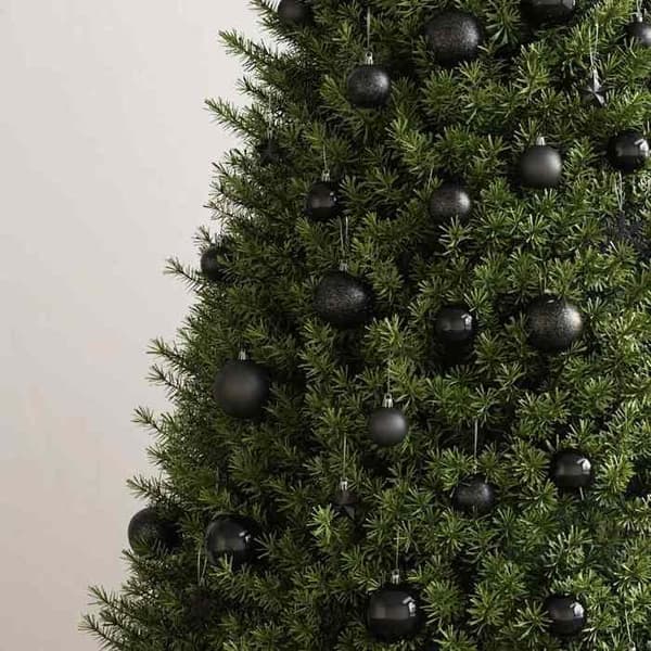 Maison Exclusive - Set med 111 stycken svarta julkulor i polystyren
