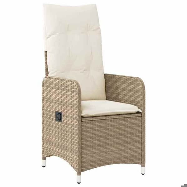 Maison Exclusive - 9-delars trädgårdsbistro-set med beige kuddar i polyrotting