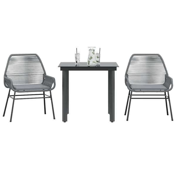 Maison Exclusive - Have spisebord sæt med puder 3 stk grå poly rattan glas