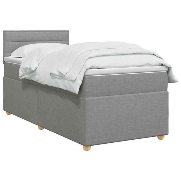 Maison Exclusive - Boxspring säng med madrass Ljusgrå 90 x 190 cm Tyg