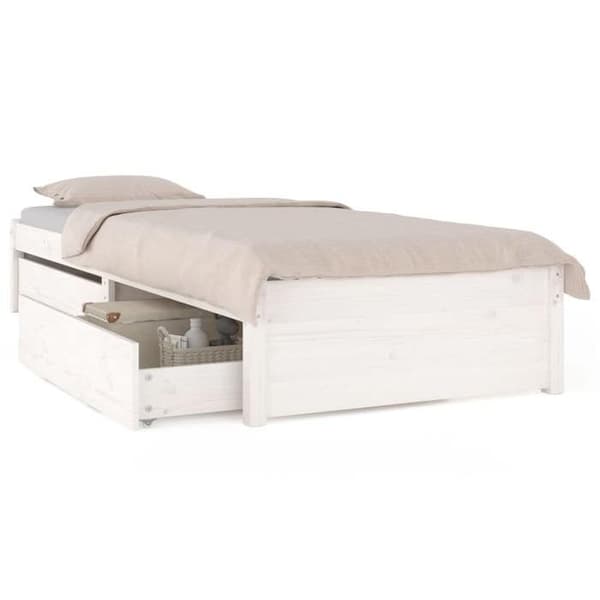 Maison Exclusive - Sengestel uden madras med skuffer hvid Vit
