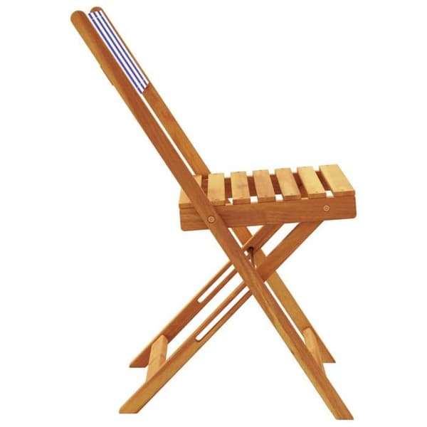 Maison Exclusive - Fällstolar (set om 2) i massiv akaciaträ blå och vit med tyg