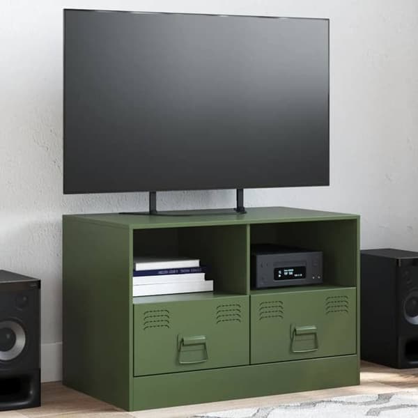 Maison Exclusive - TV-möbel olivgrön 67x39x44 cm stål Olivgrön