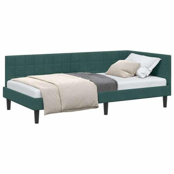 Maison Exclusive - Mörkgrön hörnsängram 90 cm x 190 cm Sammet
