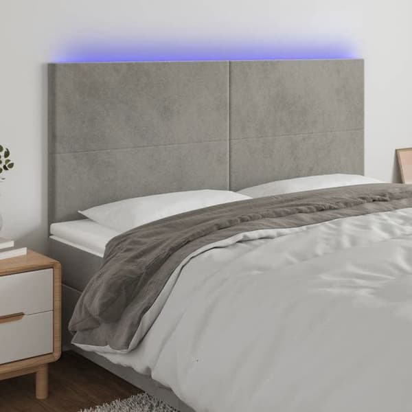 Maison Exclusive - LED-päätyharso Vaaleanharmaa 160x5x118/128 cm Sametti Ljusgrått