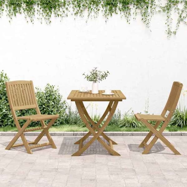 Maison Exclusive - Fällbara stolar set om 2 57x48,5x90 cm i massiv akaciaträ Ej specificerat