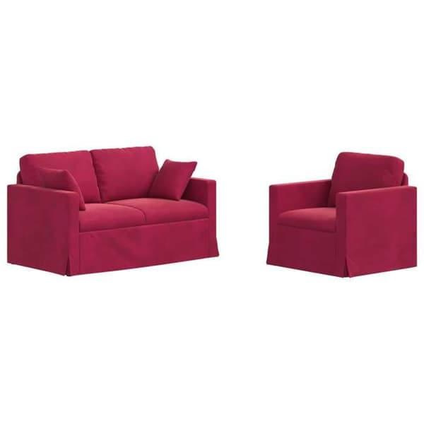 Maison Exclusive - Soffgrupp 2 delar Bordeaux Sammet