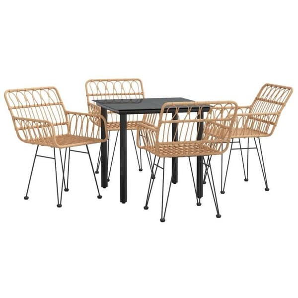 Maison Exclusive - Trädgårdsset 5 delar i flätad resin