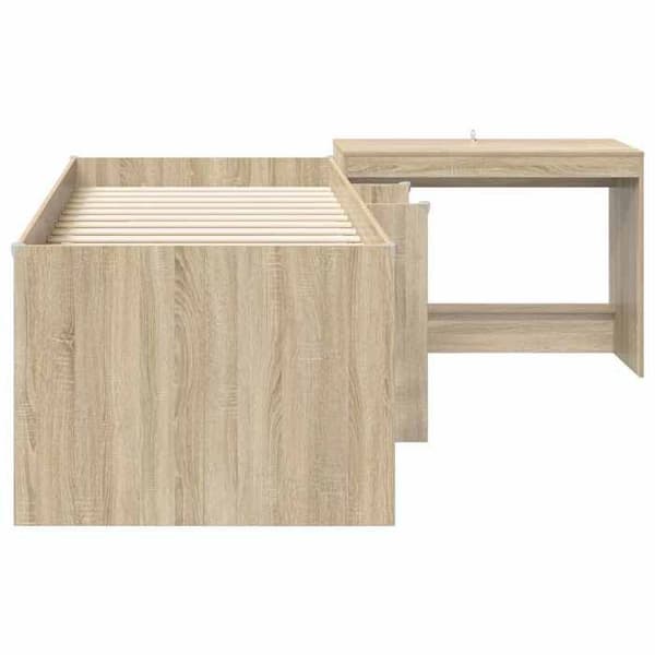 Maison Exclusive - Høj seng til børn med skrivebord 2 pc Sonoma eg Sonoma ek