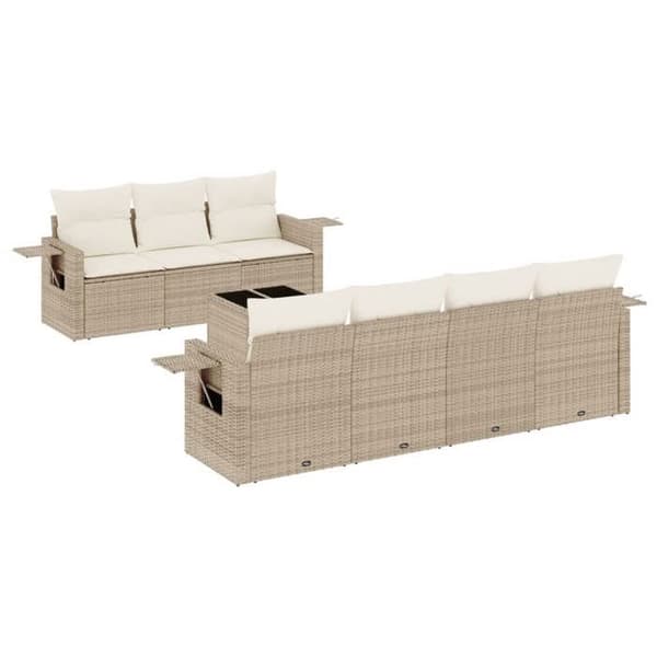 Maison Exclusive - Trädgårdsmöbler med kuddar 8 delar beige flätad resin