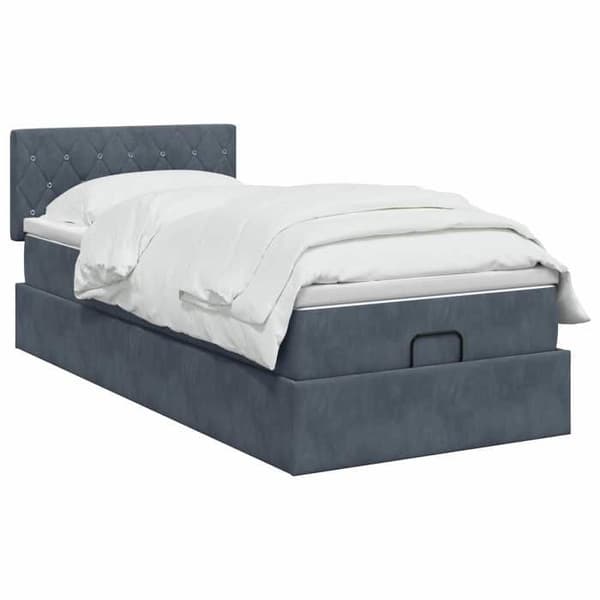 Maison Exclusive - Ottoman säng med mörkgrå madrass 90 x 200 cm Sammet Mörkgrå