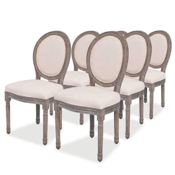 Maison Exclusive - Matstolar set om 6 i krämfärgad tyg Grädde