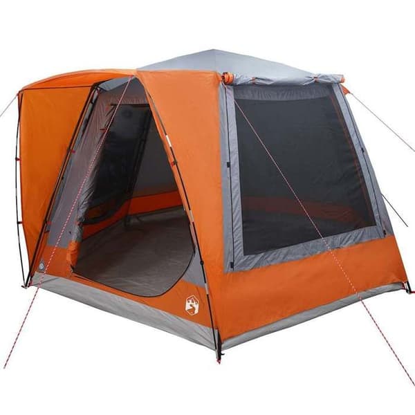 Maison Exclusive - Campingtelt Grå og orange 420 x 420 x 227 cm Polyester