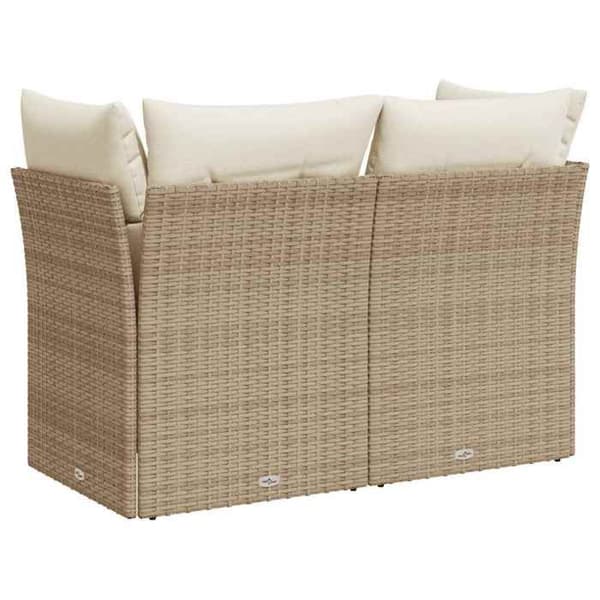 Maison Exclusive - Trädgårdsoffa med kuddar 2 platser beige flätad resin