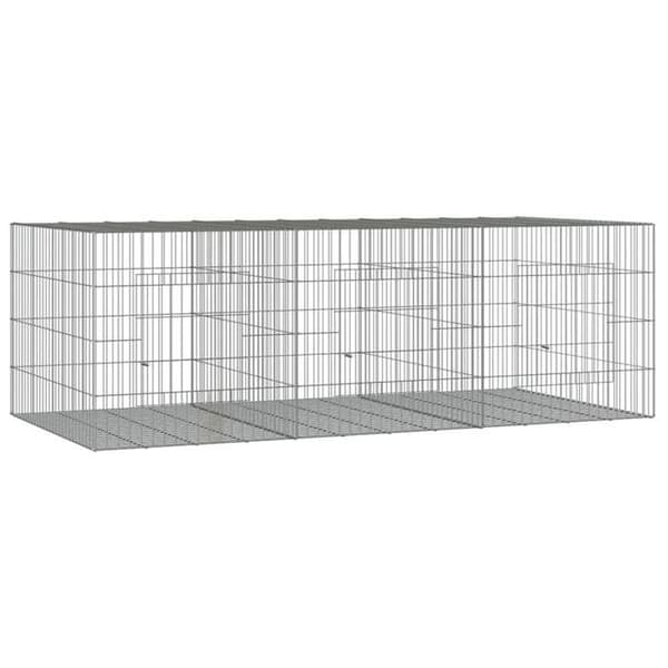 Kaninhägn - EXKLUSIVT HUS - 163x79x54 cm - Galvaniserat järn - 3 paneler - Grå