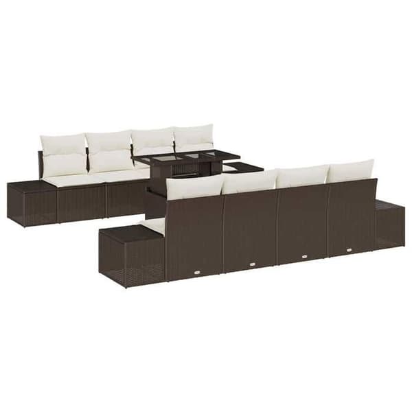 Lounge-soffor - MAISON EXCLUSIVE - Modulär - Brun och kräm - Polyrotting - Justerbart bord Brun och grädde