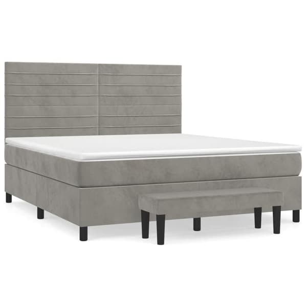 Maison Exclusive - Seng solid bund med socker og madras Grå 160x200cm Velour