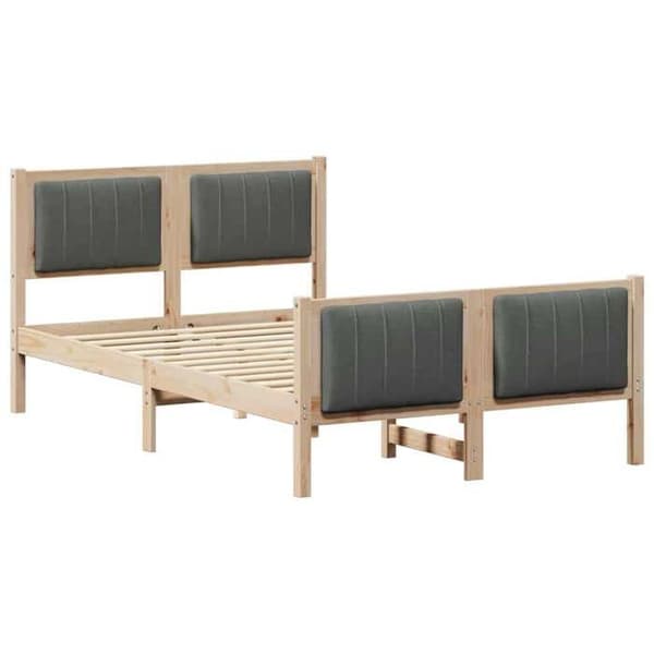 Sengestel platform - EKSKLUSIV HUS - Rektangulær - Massiv fyr - Polstret hoved- og fodende - Lamelseng