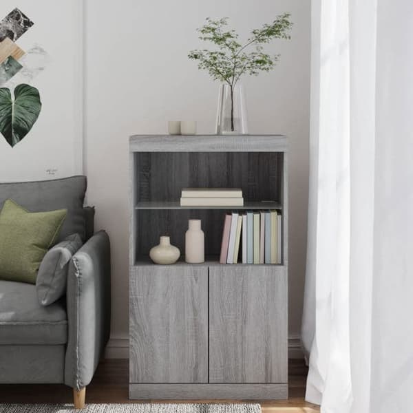 Maison Exclusive - Buffet med LED-lys sonoma grå 60,5x37x100 cm