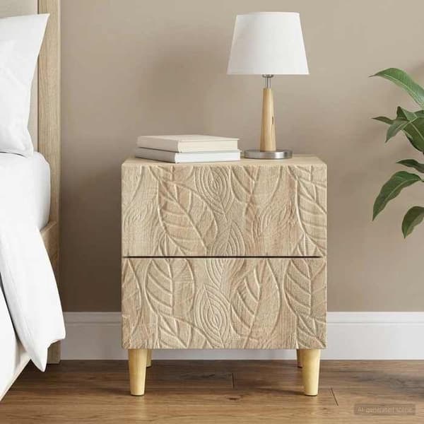 Maison Exclusive - Nattens bord Egetræ Sonoma 43 x 34,5 x 48 cm
