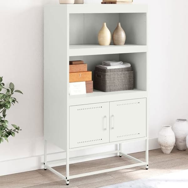 Maison Exclusive - Hvid høj buffet 68,5x38,5x123,5 cm stål