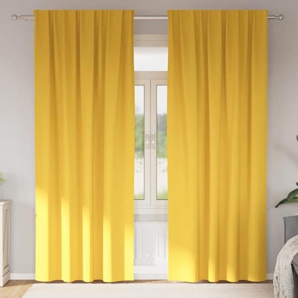 Maison Exclusive - Mörkläggande gardiner med ringar 2 st Senapsgul Polyester