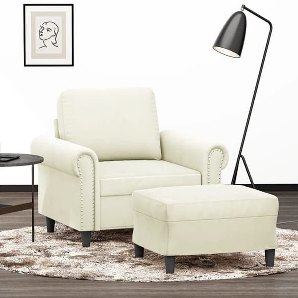 Maison Exclusive - Tuoli jalkatuella, Kermansävy, 60 cm Sametti