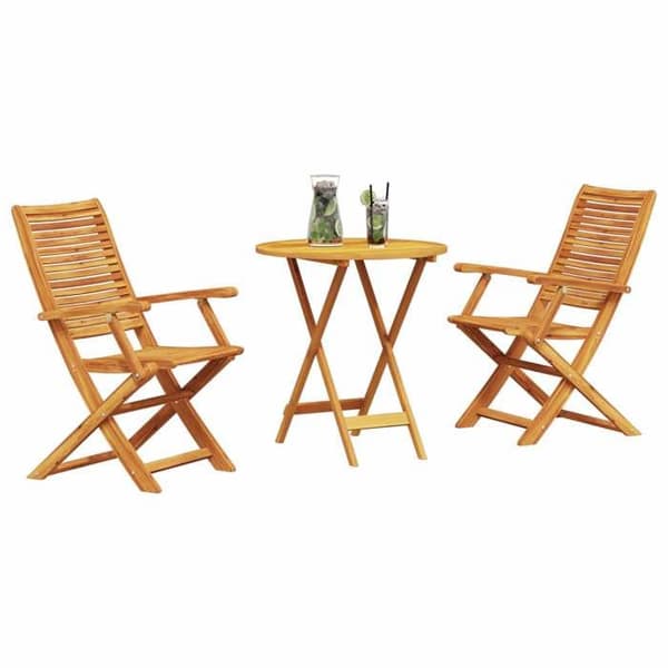 Maison Exclusive - Fällbart bistroset 3 delar Brun Massivt Akaciaträ