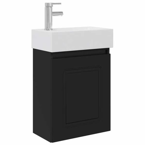 Maison Exclusive - Kylpyhuonekaluste mustalla hanalla 45,5 x 22,5 x 84 cm